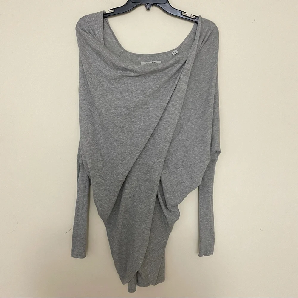 ALLSAINTS'ITAT' ASYMMETRICAL SWEATSHIRT GRAY sz S - Picture 2 of 7